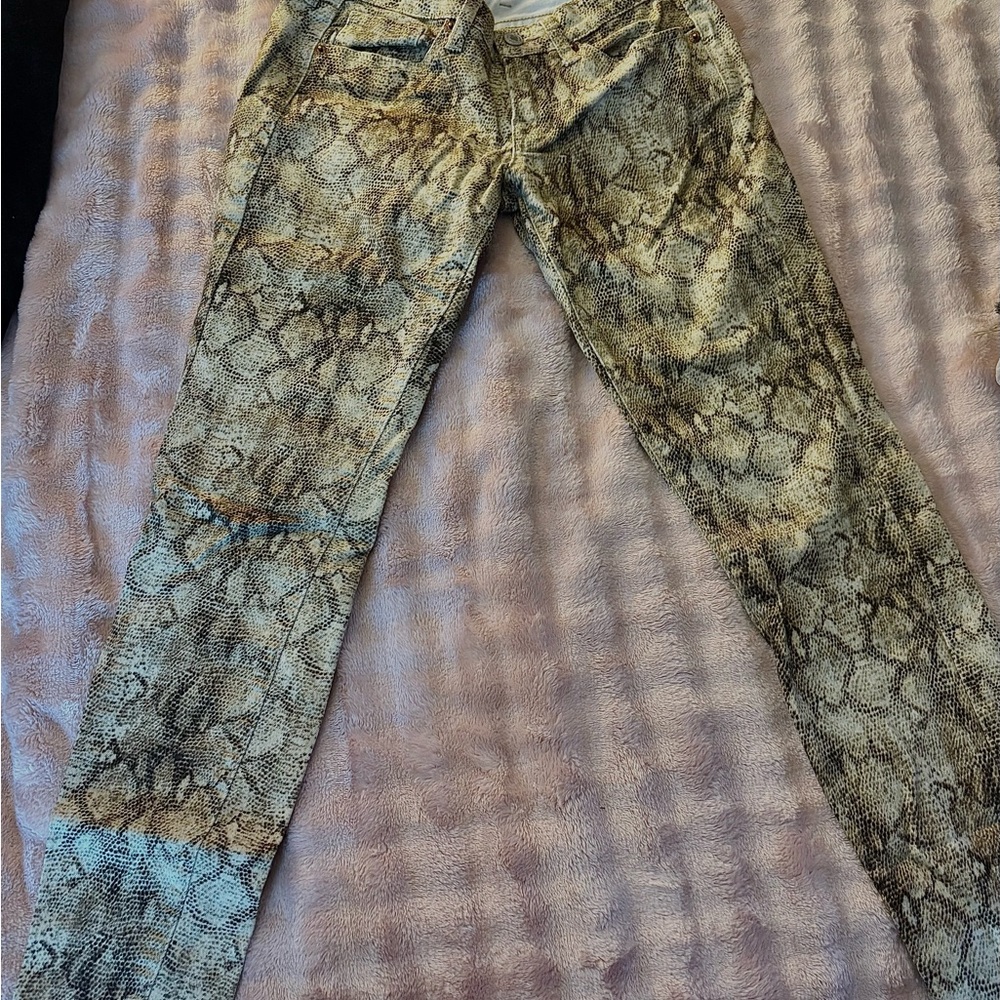 Lucky Brand Snake Print Skinny Jeans - Brown and Black